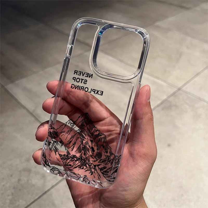 Phone Cases For Iphone 16 - Casing HP Seni Garis Gunung Never